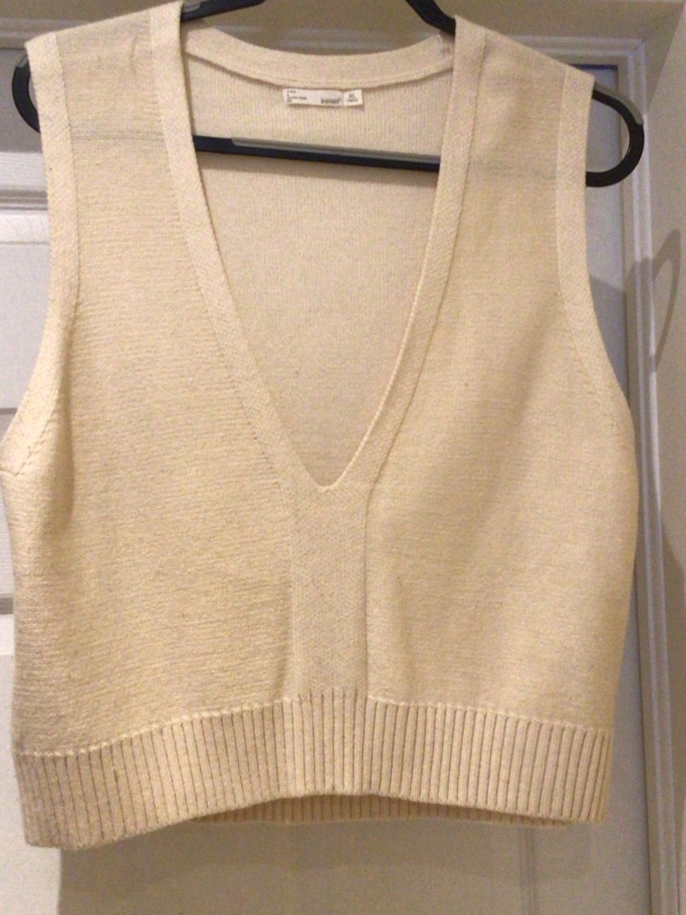 Cream V-Neck Knit Vest - Men's Sleeveless Sweater